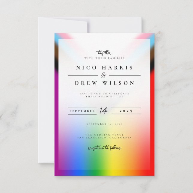 Invitation Élégant Mariage de la fierté de progrès LGBTQ+ (Devant)