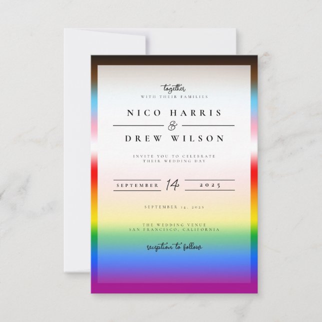 Invitation Élégant Mariage de la fierté de progrès LGBTQ+ (Devant)