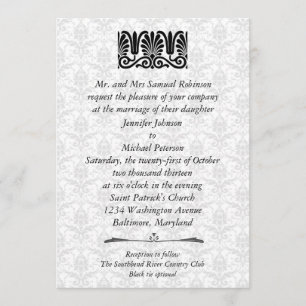 Invitation Élégant Mariage de la floraison noire de Damas