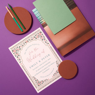 Invitation Élégant Mariage de la frontière de la façade orien