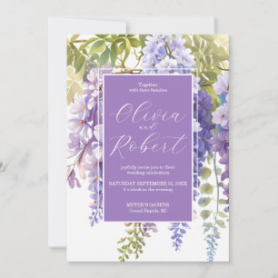 Invitation Élégant mariage de la glycine de l'aquarelle magen