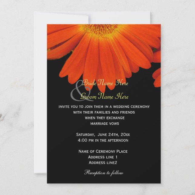 Invitation Élégant mariage de la marguerite gerbera (Devant)