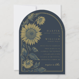 Invitation Élégant Mariage de la Marine Arché et du tournesol