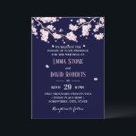 Invitation Élégant Mariage de la marine Blue Cherry Blossom<br><div class="desc">Elégante Marine Bleu Cerisier Fleurs Fleurs De Mariage Invitations.</div>