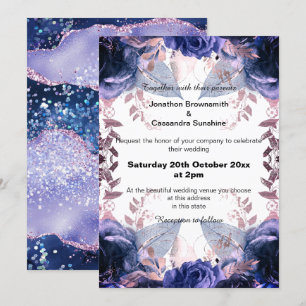 INVITATION ÉLÉGANT MARIAGE DE LA MARINE FLORALE PURANT