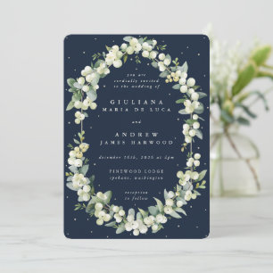 Invitation Elégant Mariage de la marine noire Snowberry+Eucal