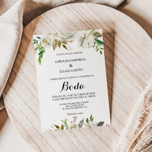 Invitation Élégant Mariage de la pivoine blanche hiver