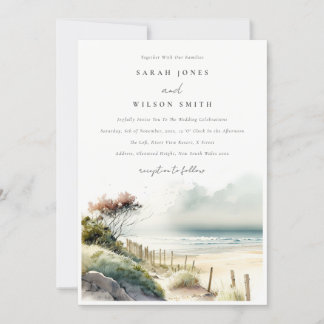 Invitation Elégant Mariage de la plage de sable de la côte de