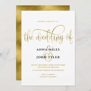 Invitation Élégant Mariage de la typographie Gold Foil