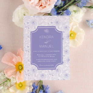Invitation Élégant Mariage de laiton fleuri Lilac violet