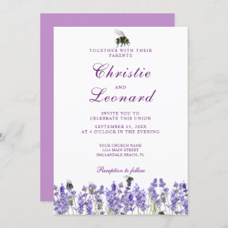 Invitation Élégant Mariage de Lavander violet