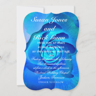 Invitation Élégant Mariage de l'Modèle Royal Blue Floral