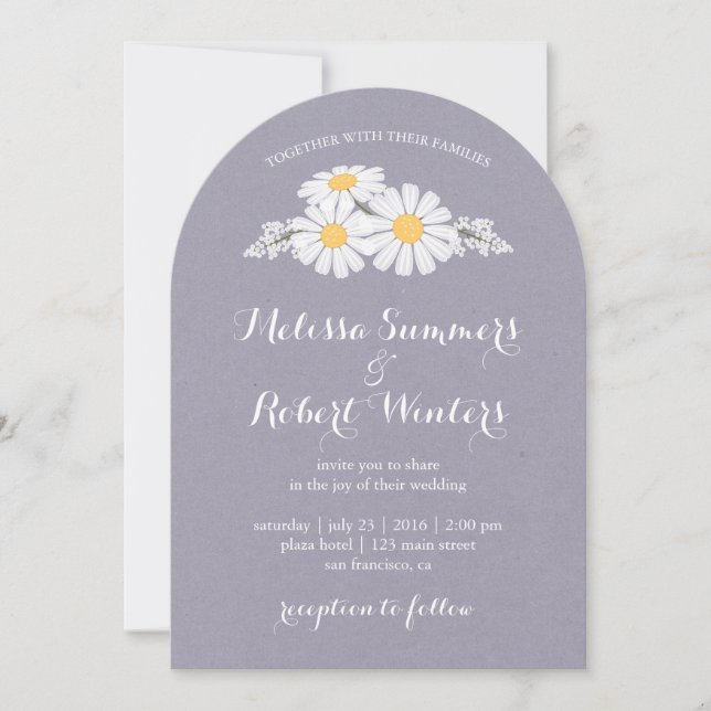 Invitation Élégant Mariage de marguerites blanches florales (Devant)