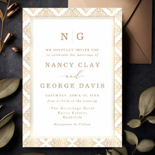 Invitation Élégant Mariage de monogramme de cadre ornemental