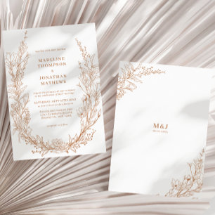 Invitation Élégant Mariage de monogramme de couronne de fleur