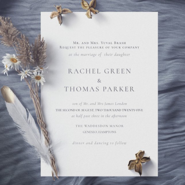 Invitation Élégant Mariage de monogramme noir et blanc (Elegant Black & White Formal Monogram Wedding Invitation)