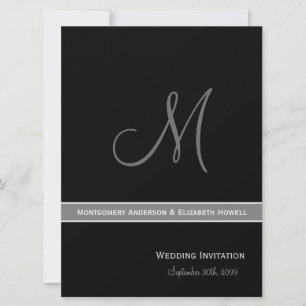Invitation Élégant Mariage de monogramme noir et blanc