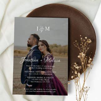 Invitation Élégant Mariage de monogramme transparent