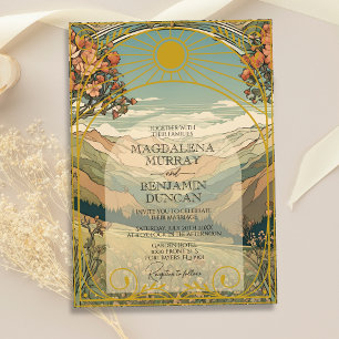 Invitation Elégant Mariage de nature Art Nouveau Déco Vintage