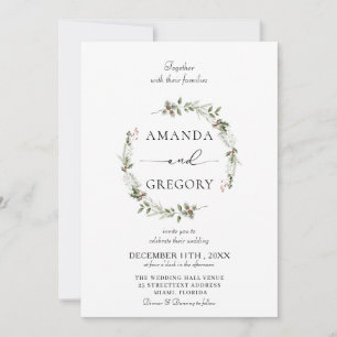 Invitation Élégant Mariage de Noël d'hiver