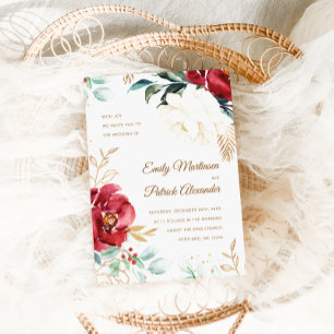 Invitation Élégant Mariage de Noël photo florale