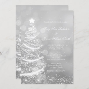 Invitation Élégant Mariage de Noël Silver Glam  