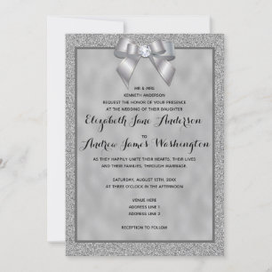 Invitation Élégant Mariage de Parties scintillant argent et é