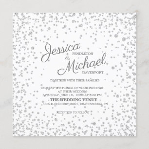 Invitation Élégant Mariage de Parties scintillant Diamond Arg