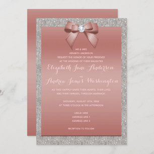 Invitation Élégant Mariage de Parties scintillant Rose Gold &