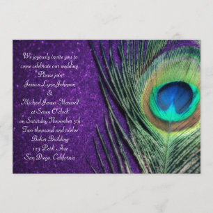 Invitation Élégant Mariage de Peacock violet