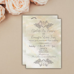 Invitation Élégant Mariage de pêche à la perle