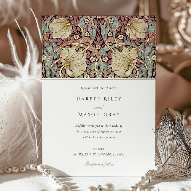 Invitation Élégant Mariage de Pimpernel Botanique Dusty (Créateur téléchargé)