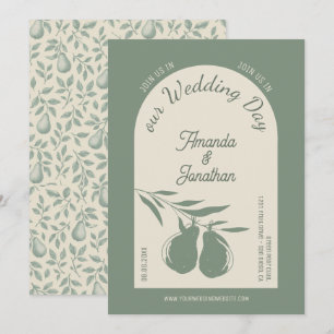 Invitation Élégant Mariage de poire verte