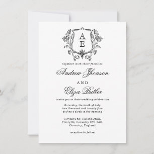 Invitation Élégant Mariage de poitrine de feuille de monogram