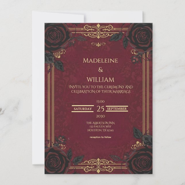 Invitation Élégant Mariage de romance gothique (Devant)