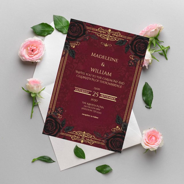 Invitation Élégant Mariage de romance gothique (Créateur téléchargé)