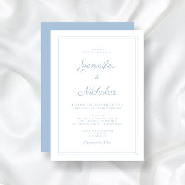 Invitation Élégant Mariage de script bleu poudré moderne