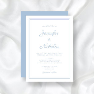 Invitation Élégant Mariage de script bleu poudré moderne