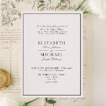 Invitation Élégant Mariage de script classique noir et blanc<br><div class="desc">Célébrez l'union de deux coeurs et de deux familles qui se réunissent avec notre faire-part de mariage de scénario classique en noir et blanc spécialement conçu, honorant la tradition chère des deux ensembles de parents qui accueillent la célébration. Cette invitation est un beau témoignage de l'unité, de l'amour et de...</div>