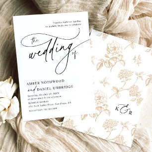 Invitation Élégant Mariage de script de calligraphie noir et