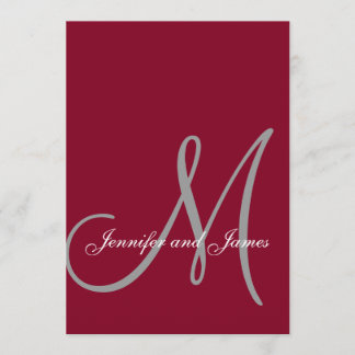 Invitation Élégant Mariage de script de monogramme de Bourgog
