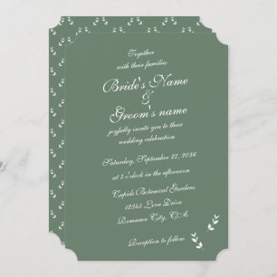 Invitation Élégant Mariage de script en vert d'olive Sage for