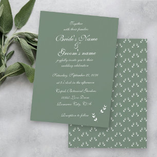 Invitation Élégant Mariage de script en vert d'olive Sage for