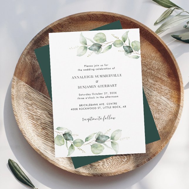 Invitation Élégant Mariage de script Eucalyptus (Eucalyptus Greenery Foliage Wedding Invitation)