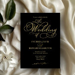 Invitation Élégant Mariage de script Foil Black Gold Faux<br><div class="desc">Élevez votre expérience mariage à de nouveaux sommets de sophistication et de glamour avec notre superbe suite mariage moderne noir et or! Customisez-le sans effort en quelques clics et créez une fête qui vous est propre. Si vous avez des questions, avez besoin d’aide ou désirez régler des détails, n’hésitez pas...</div>