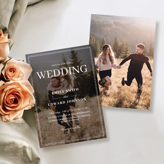 Invitation Élégant Mariage de superposition photo (Créateur téléchargé)