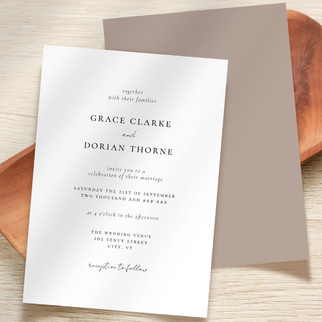 Invitation Élégant Mariage de tonalité Terre neutre minimal s (Créateur téléchargé)