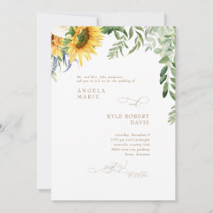 Invitation Élégant Mariage de tournesol Eucalyptus