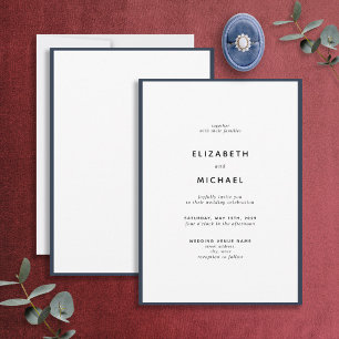 Invitation Elégant Mariage de typographie bleu et blanc de la