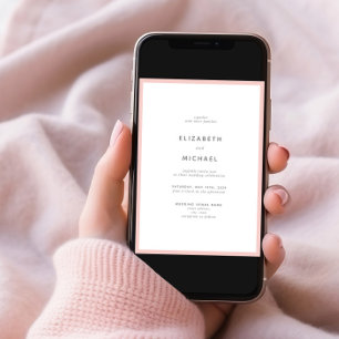 Invitation Élégant Mariage de typographie rose et blanc